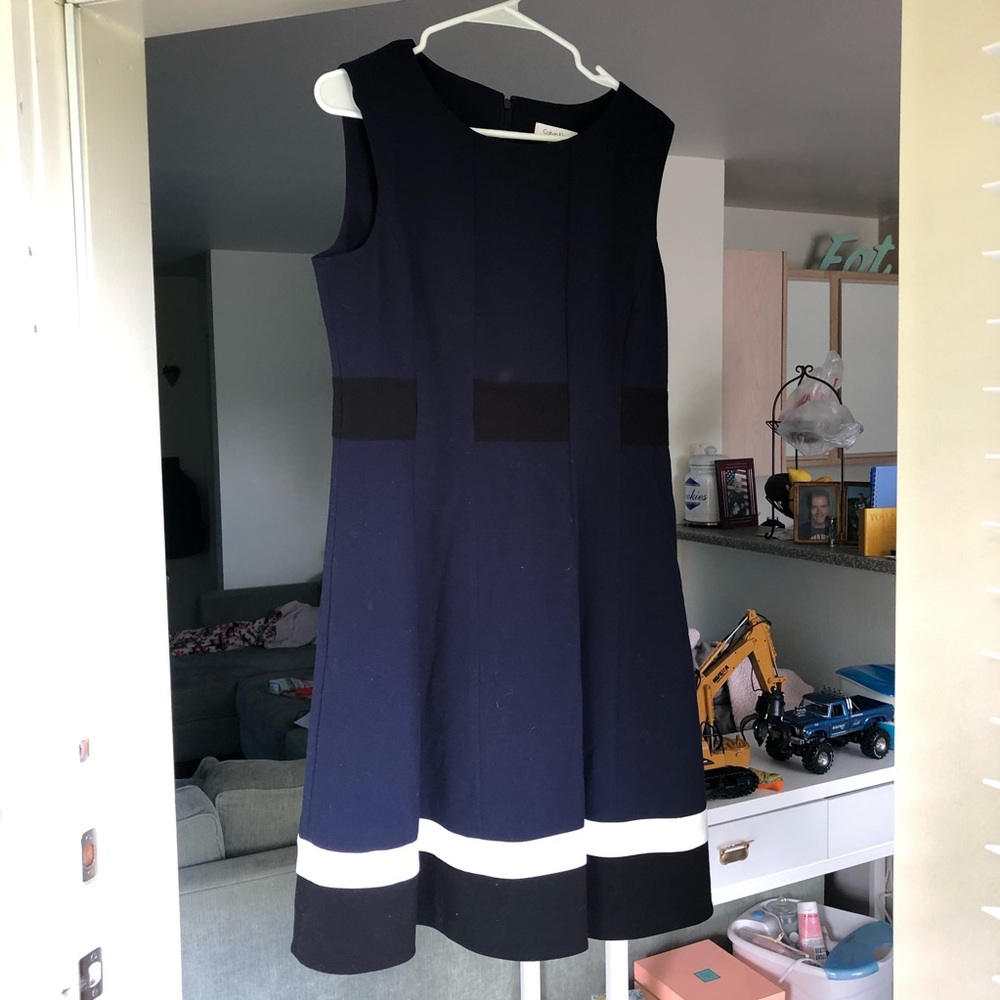 EUC Calvin Klein Blue Sheath Dress, Sz. 14